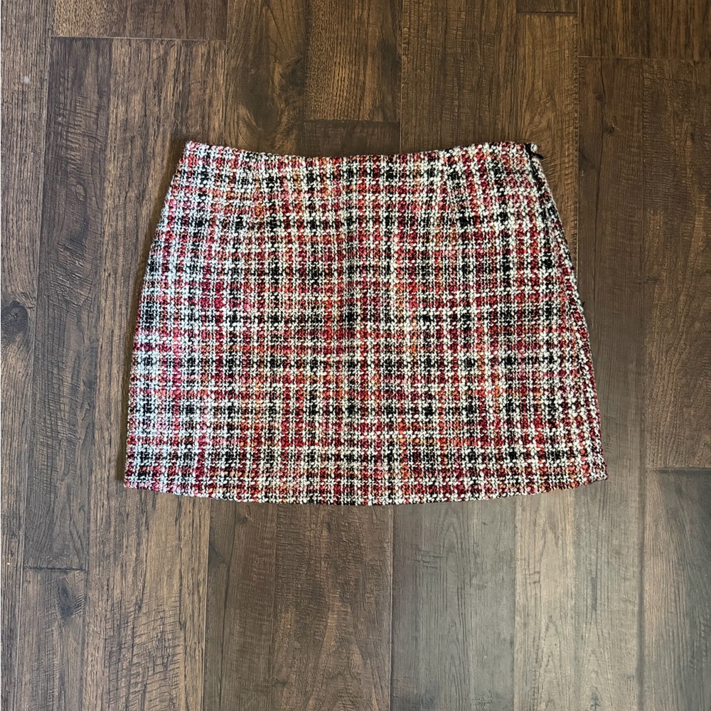 Steve Madden Red and White Tweed Skirt